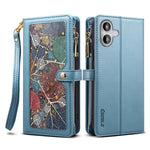 ESEBLE Galaxy Series til iPhone 16 Plus Cover RFID Blokerende Lynlås Pung Læder Telefoncover