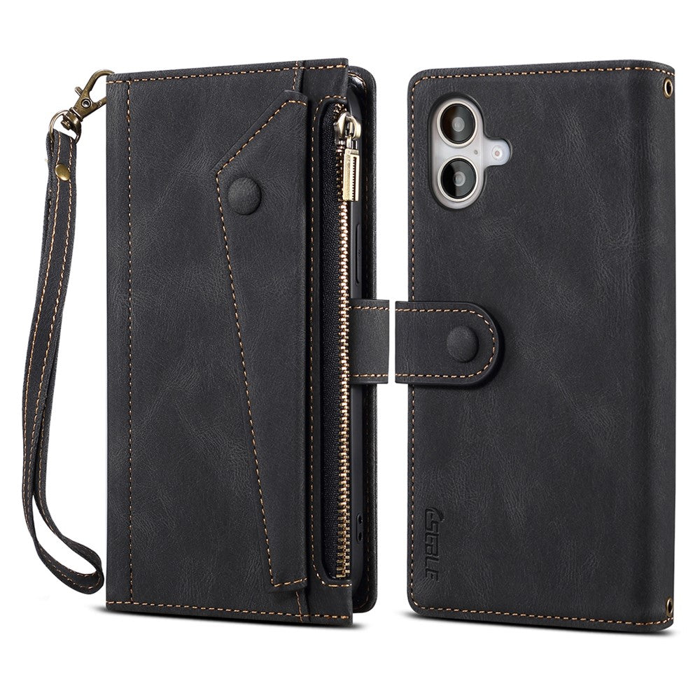 ESEBLE Star Series For iPhone 16 Case Zipper Wallet Leather Stand Phone Cover