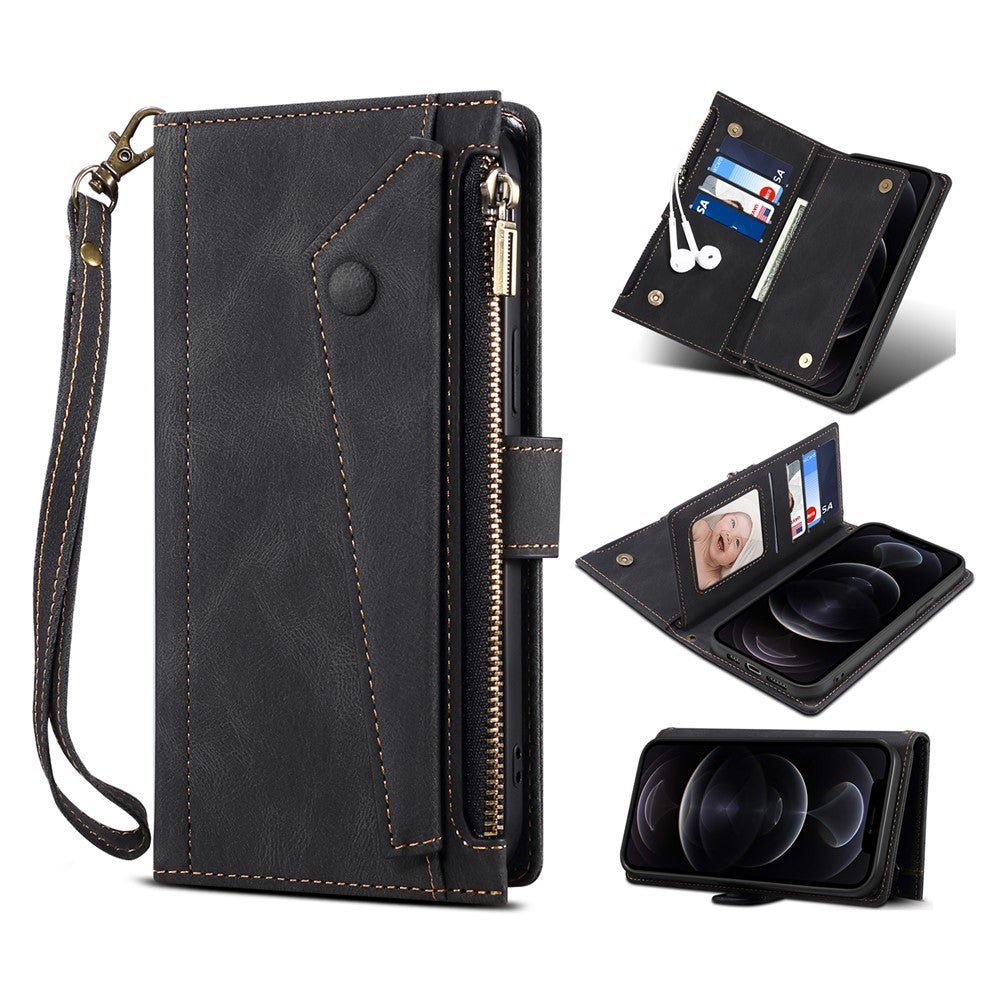 ESEBLE Star Series For iPhone 16 Case Zipper Wallet Leather Stand Phone Cover