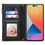 ESEBLE Star Series For iPhone 16 Case Zipper Wallet Leather Stand Phone Cover