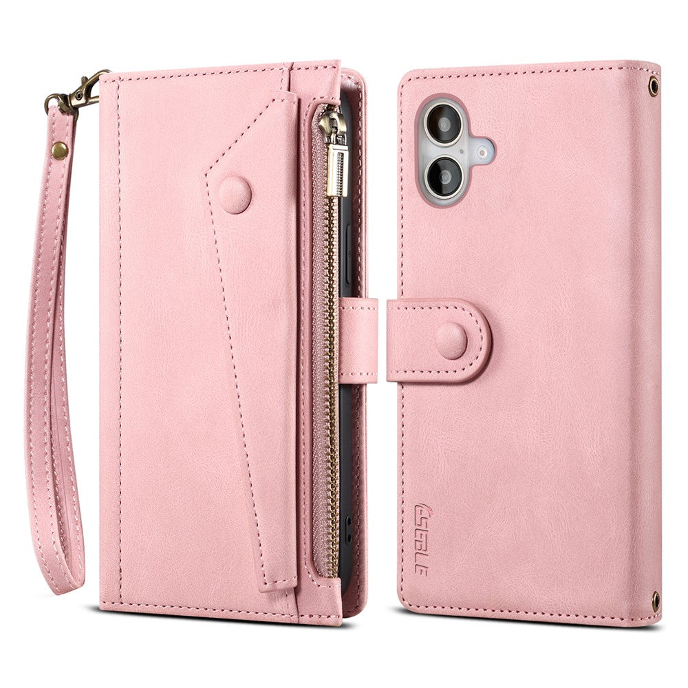 ESEBLE Star Series For iPhone 16 Case Zipper Wallet Leather Stand Phone Cover