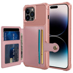 ZM03 Telefoncover til iPhone 14 Pro Max, Pung Stander Anti-ridse Telefoncover med Magnetisk Metalplade