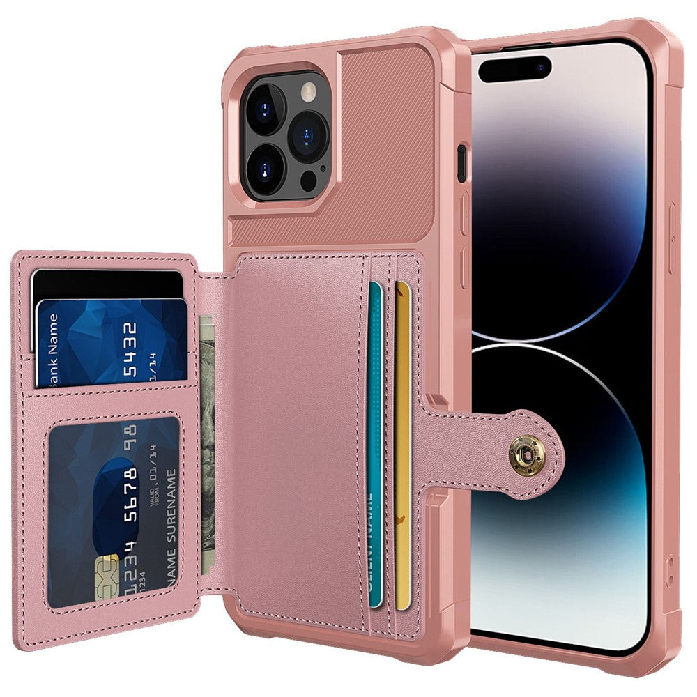ZM03 Telefoncover til iPhone 14 Pro Max, Pung Stander Anti-ridse Telefoncover med Magnetisk Metalplade