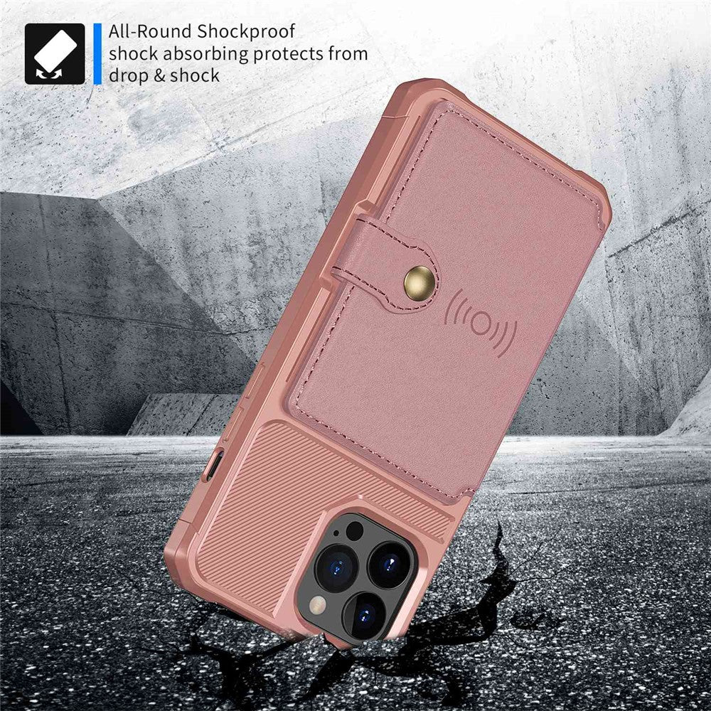 ZM03 Telefoncover til iPhone 14 Pro Max, Pung Stander Anti-ridse Telefoncover med Magnetisk Metalplade
