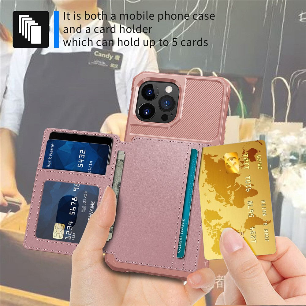ZM03 Telefoncover til iPhone 14 Pro Max, Pung Stander Anti-ridse Telefoncover med Magnetisk Metalplade