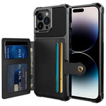 ZM03 Telefoncover til iPhone 14 Pro Max, Pung Stander Anti-ridse Telefoncover med Magnetisk Metalplade