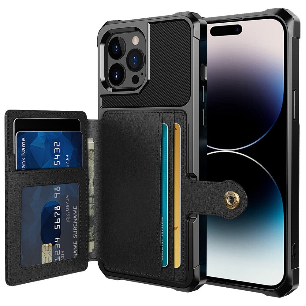 ZM03 Telefoncover til iPhone 14 Pro Max, Pung Stander Anti-ridse Telefoncover med Magnetisk Metalplade