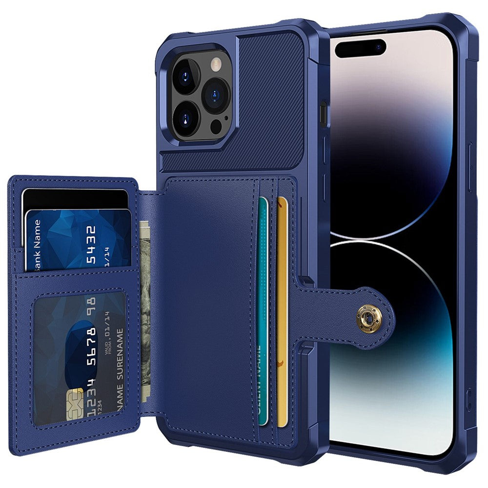 ZM03 Telefoncover til iPhone 14 Pro Max, Pung Stander Anti-ridse Telefoncover med Magnetisk Metalplade