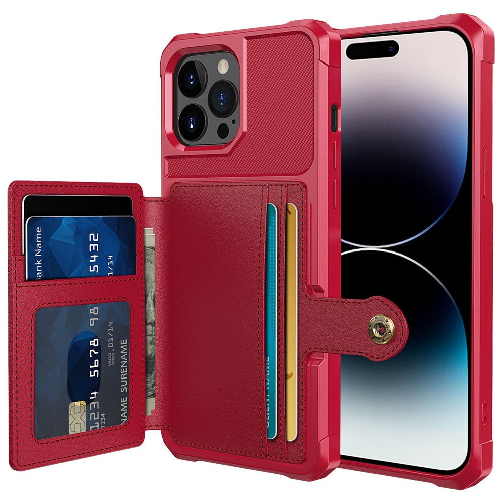 ZM03 Telefoncover til iPhone 14 Pro Max, Pung Stander Anti-ridse Telefoncover med Magnetisk Metalplade