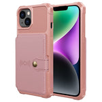 ZM03 for iPhone 14 Anti-drop Phone Case Kickstand Card Holder Anti-scratch Protective Phone Back Cover with Magnetic Metal Sheet