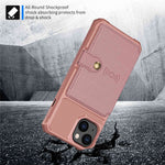 ZM03 for iPhone 14 Anti-drop Phone Case Kickstand Card Holder Anti-scratch Protective Phone Back Cover with Magnetic Metal Sheet