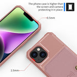 ZM03 for iPhone 14 Anti-drop Phone Case Kickstand Card Holder Anti-scratch Protective Phone Back Cover with Magnetic Metal Sheet
