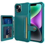 ZM03 for iPhone 14 Anti-drop Phone Case Kickstand Card Holder Anti-scratch Protective Phone Back Cover with Magnetic Metal Sheet