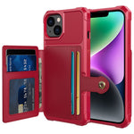 ZM03 for iPhone 14 Anti-drop Phone Case Kickstand Card Holder Anti-scratch Protective Phone Back Cover with Magnetic Metal Sheet