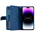 Til iPhone 16 Pro Cover PU-læder Telefoncover med Lynlåslomme og 9 Kortpladser