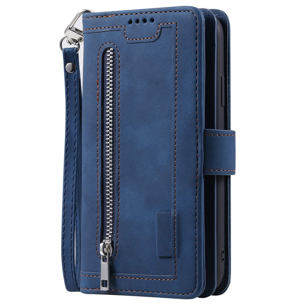 Til iPhone 16 Pro Cover PU-læder Telefoncover med Lynlåslomme og 9 Kortpladser