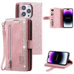 Til iPhone 16 Pro Cover PU-læder Telefoncover med Lynlåslomme og 9 Kortpladser