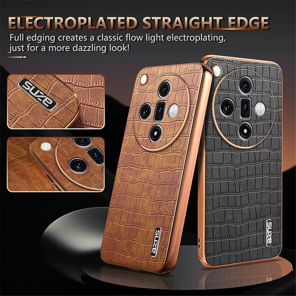 AZNS For Oppo Find X7 Ultra Case Electroplating Leather Coated TPU Phone Cover