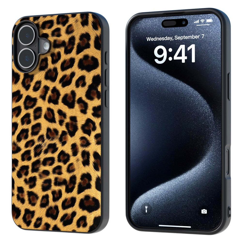 ABEEL For iPhone 16 Case PU Leather Coated TPU Leopard Phone Cover