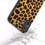 ABEEL For iPhone 16 Case PU Leather Coated TPU Leopard Phone Cover