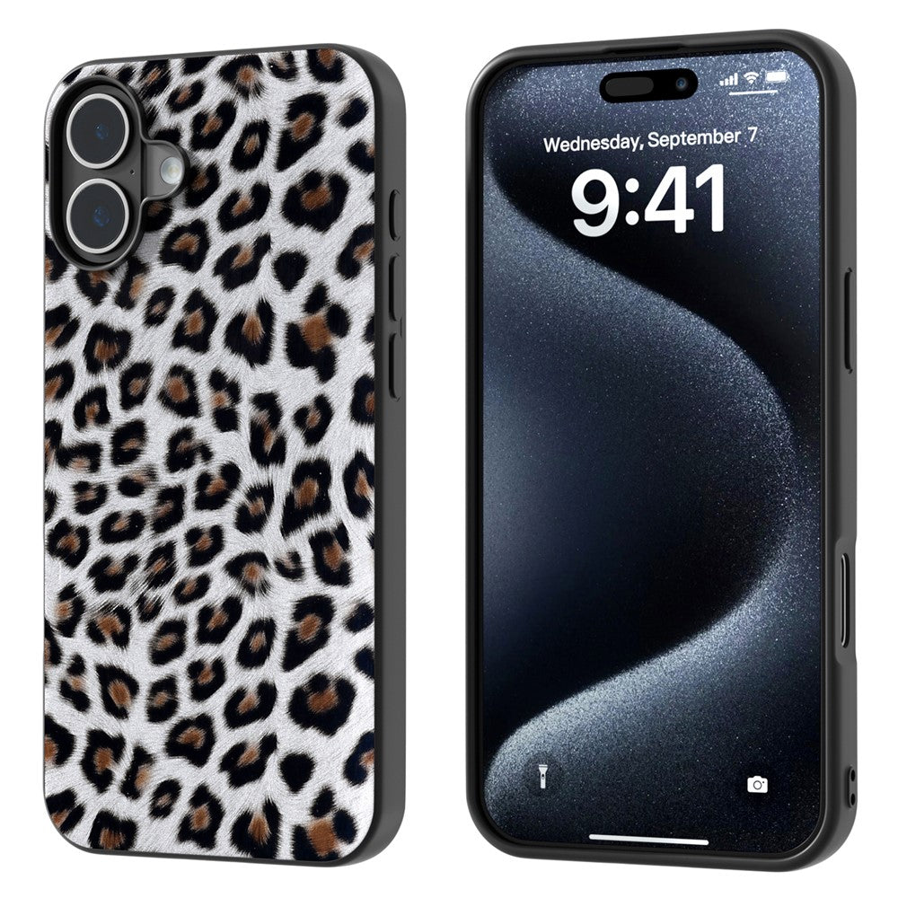 ABEEL For iPhone 16 Case PU Leather Coated TPU Leopard Phone Cover