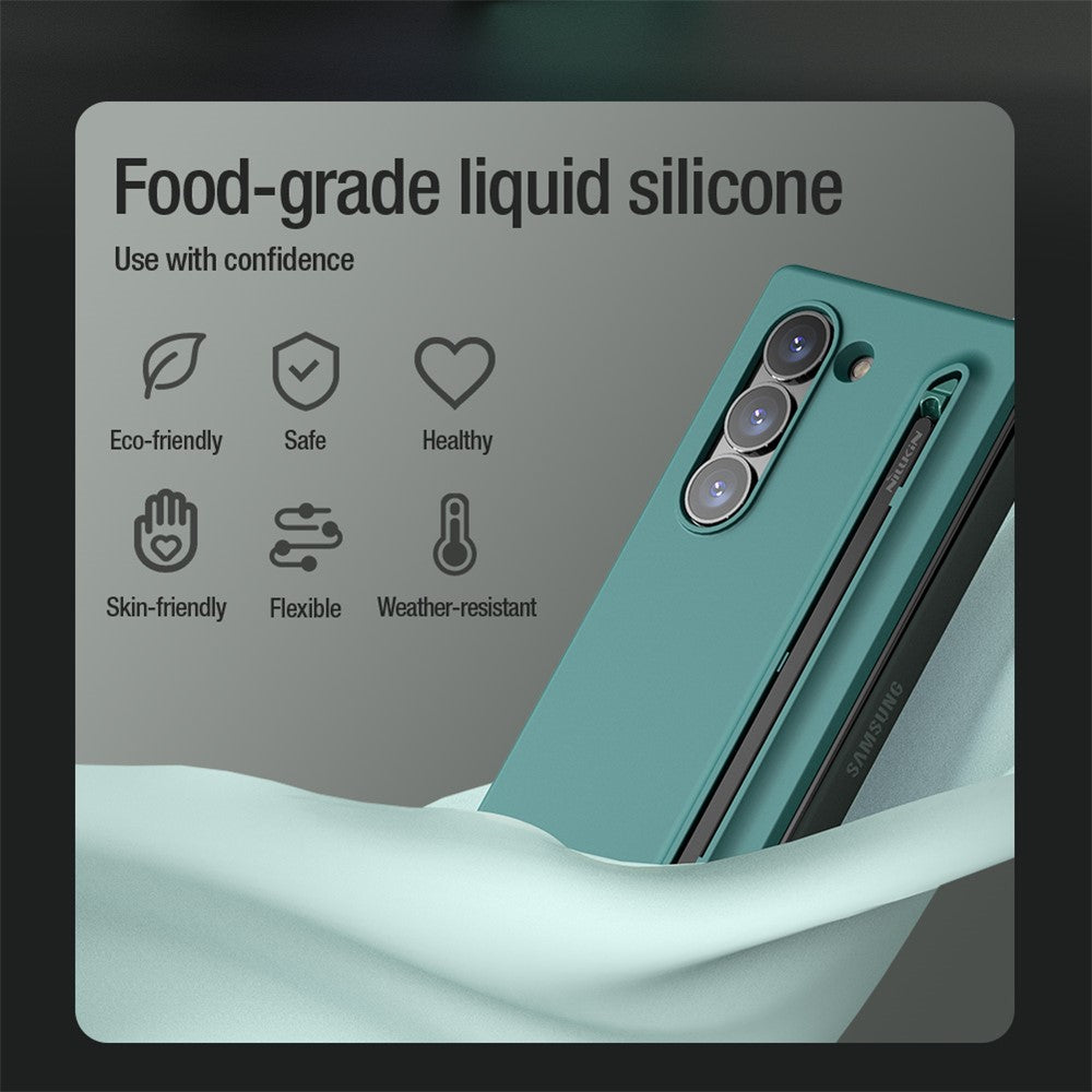 NILLKIN Flex Pure Fold Case for Samsung Galaxy Z Fold6 5G Silicone+PC Phone Cover with Stylus Pen