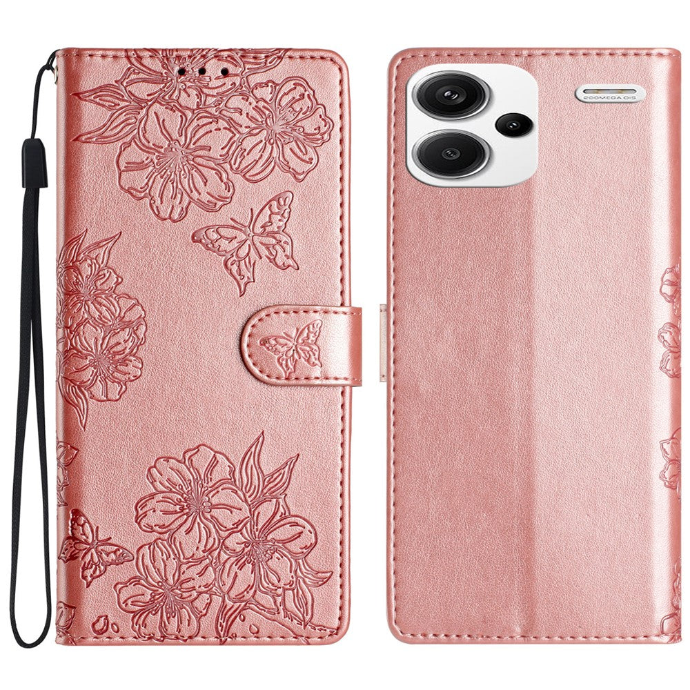 For Xiaomi Redmi Note 13 Pro+ 5G Case Butterfly Flower Imprint Leather Protection Phone Cover