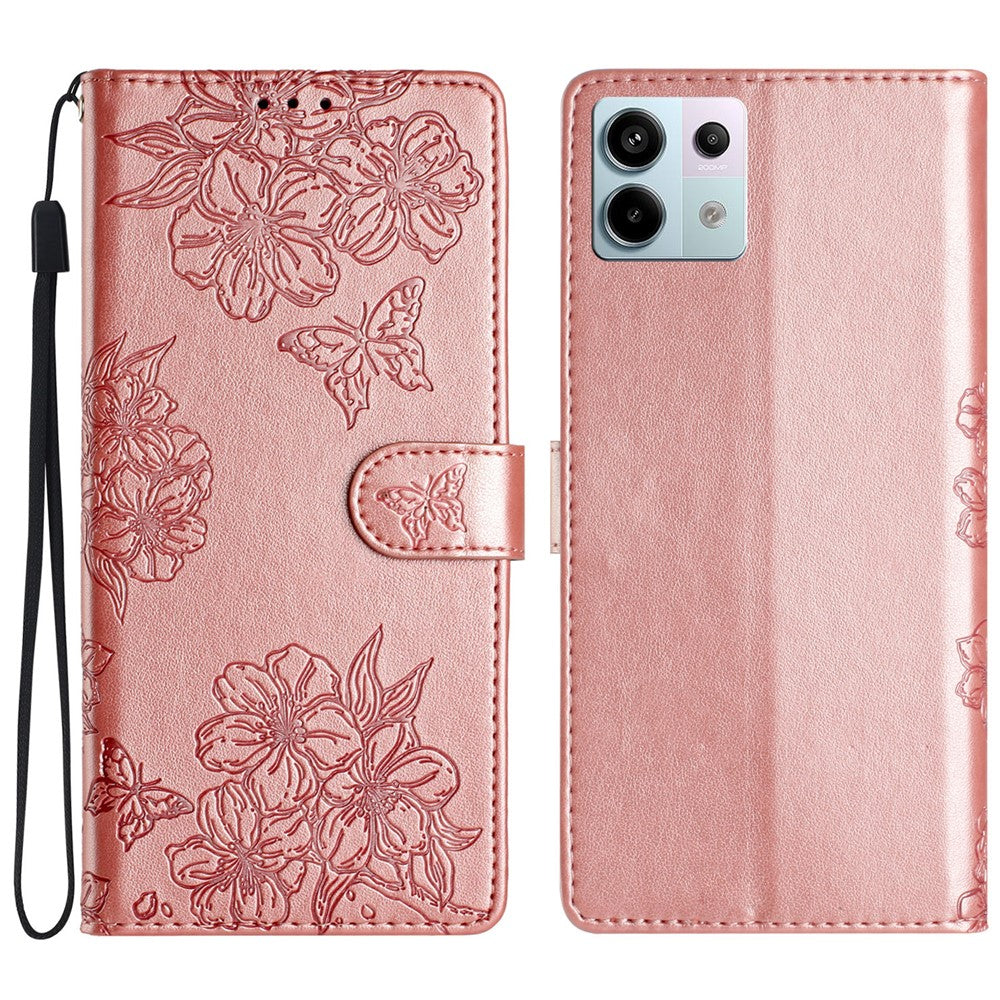 For Xiaomi Redmi Note 13 Pro 5G / Poco X6 5G Case Butterfly Flower PU Leather Wallet Flip Phone Cover