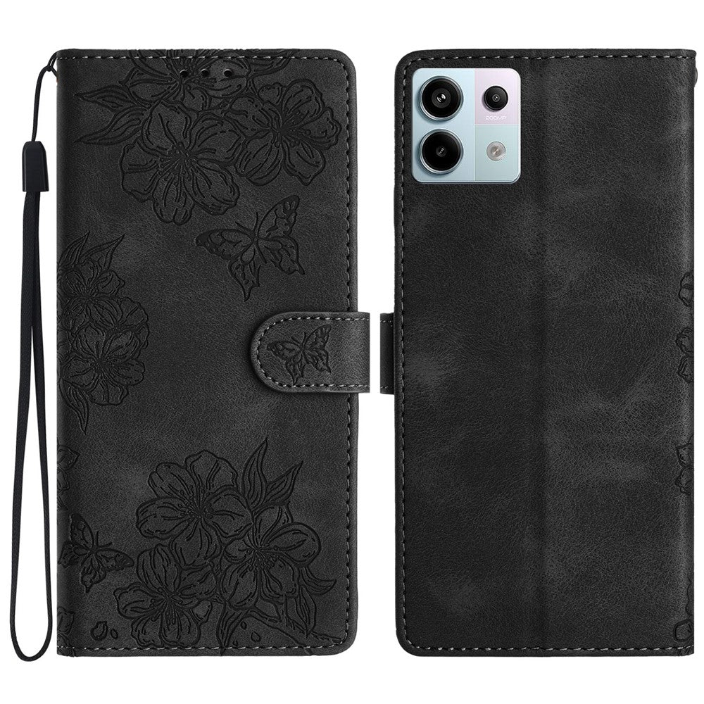 Xiaomi Redmi Note 13 Pro 5G / Poco X6 5G-skal med fjärilsblommatryck, läderfodral med beröringsfunktion