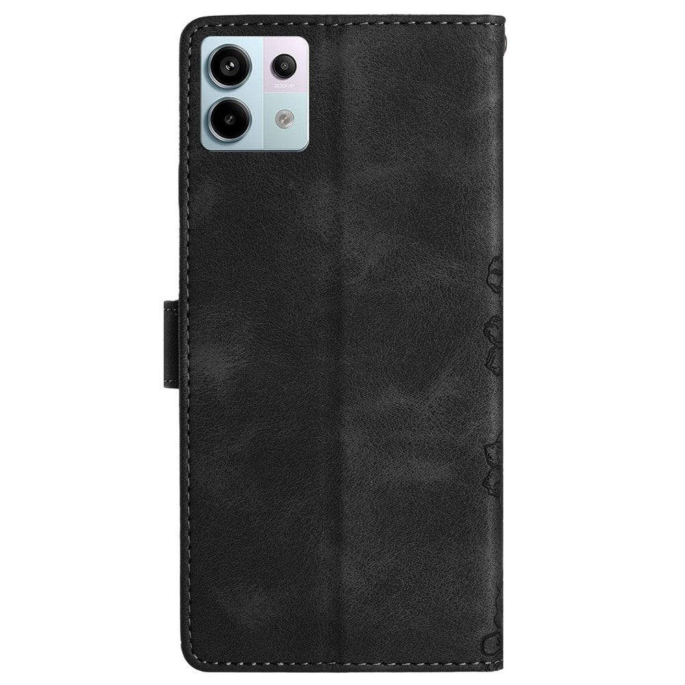 Xiaomi Redmi Note 13 Pro 5G / Poco X6 5G-skal med fjärilsblommatryck, läderfodral med beröringsfunktion