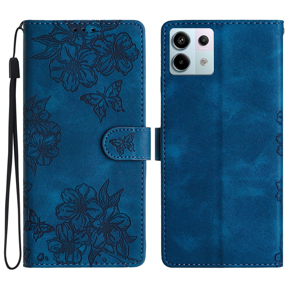 Xiaomi Redmi Note 13 Pro 5G / Poco X6 5G-skal med fjärilsblommatryck, läderfodral med beröringsfunktion