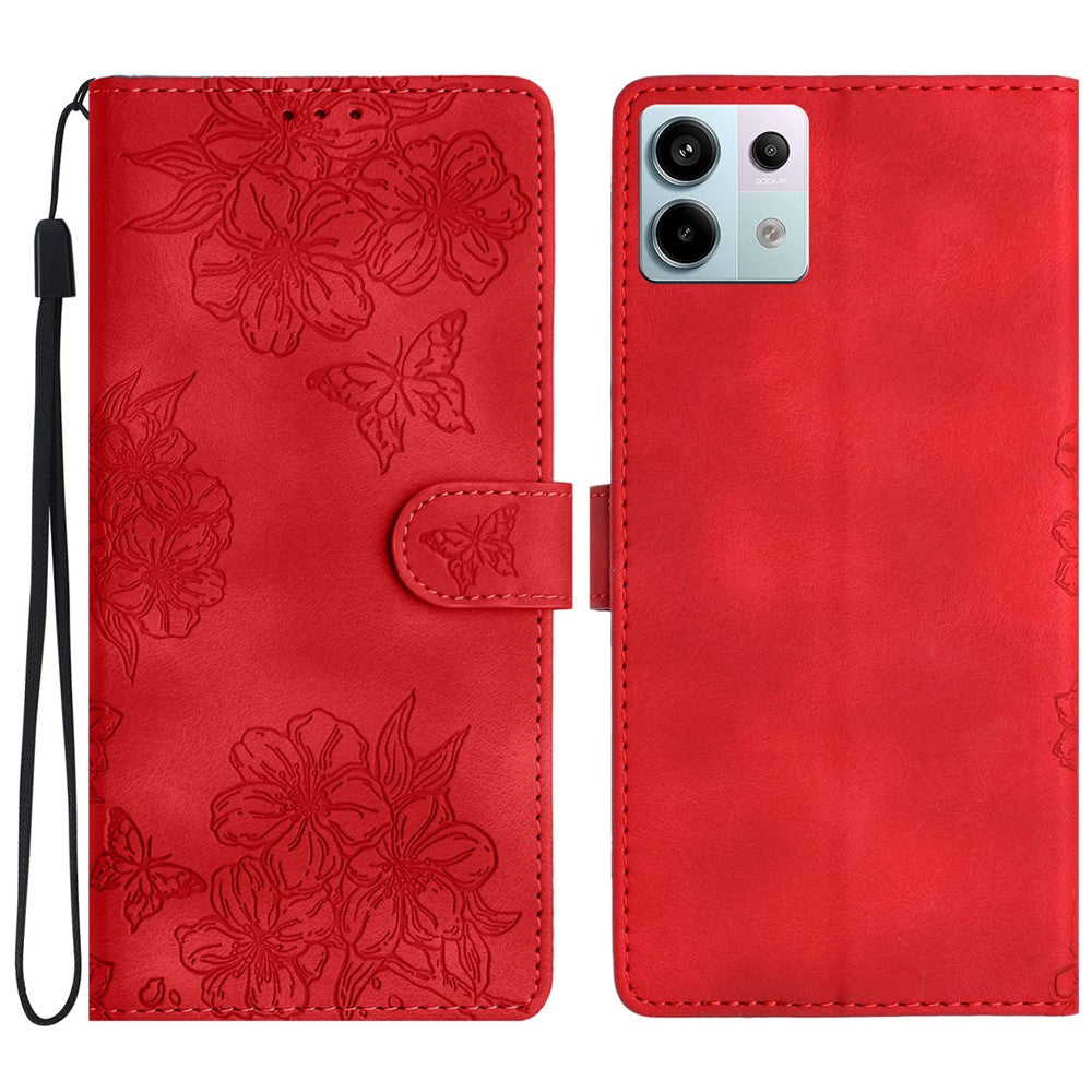 Xiaomi Redmi Note 13 Pro 5G / Poco X6 5G-skal med fjärilsblommatryck, läderfodral med beröringsfunktion