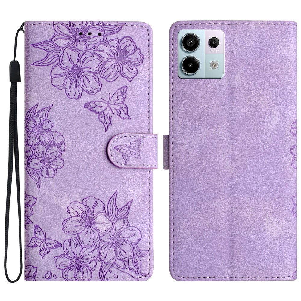 Xiaomi Redmi Note 13 Pro 5G / Poco X6 5G-skal med fjärilsblommatryck, läderfodral med beröringsfunktion
