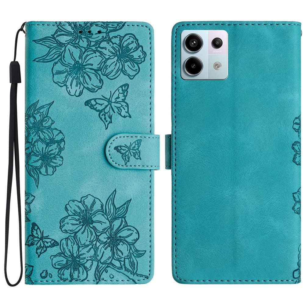 Xiaomi Redmi Note 13 Pro 5G / Poco X6 5G-skal med fjärilsblommatryck, läderfodral med beröringsfunktion