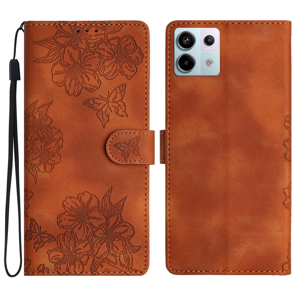 Xiaomi Redmi Note 13 Pro 5G / Poco X6 5G-skal med fjärilsblommatryck, läderfodral med beröringsfunktion
