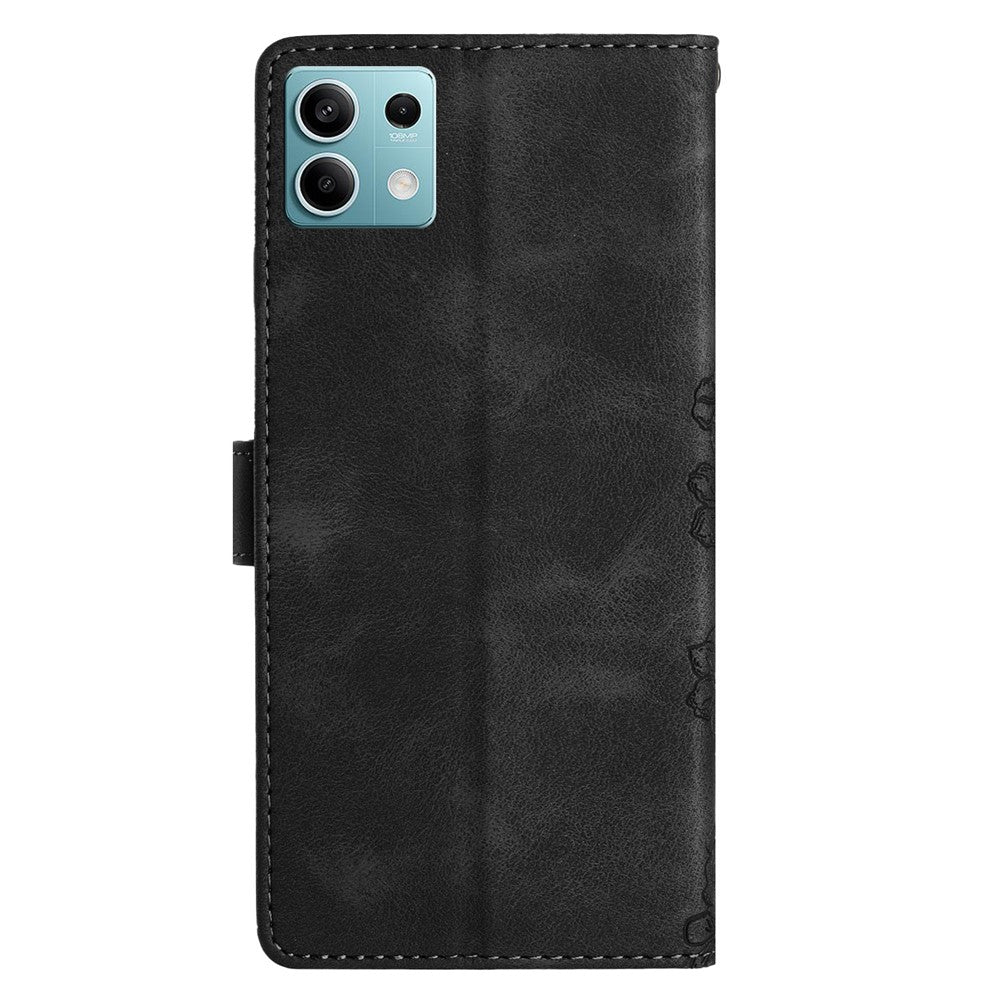 For Xiaomi Redmi Note 13 5G Case Butterfly Flower Pattern Skin-Touch Anti-Drop Leather Phone Cover