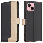 BINFEN COLOR BF33 For iPhone 14 / 13 Case Splicing Color PU Leather Protective Phone Cover