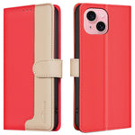 BINFEN COLOR BF33 For iPhone 14 / 13 Case Splicing Color PU Leather Protective Phone Cover