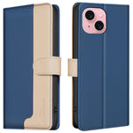 BINFEN COLOR BF33 For iPhone 14 / 13 Case Splicing Color PU Leather Protective Phone Cover