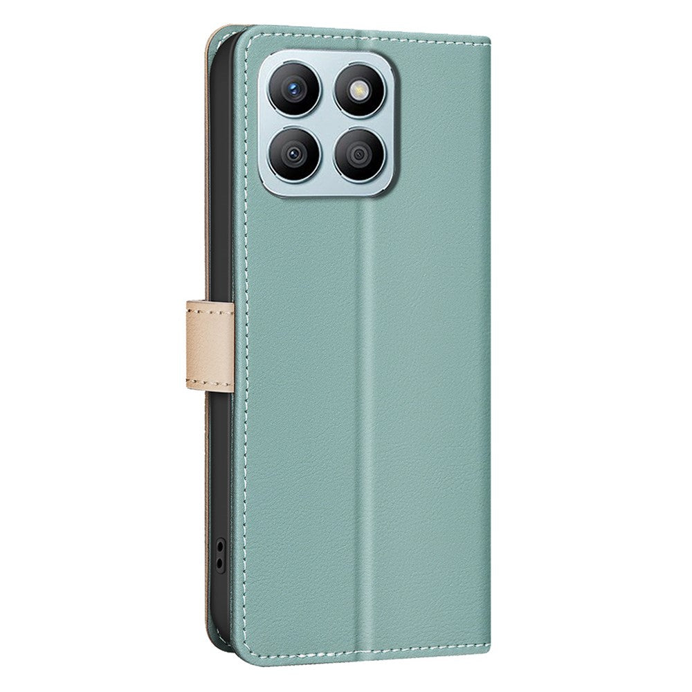 BINFEN COLOR BF33 For Honor X8b 4G Leather Case Splicing Color RFID Blocking Phone Cover