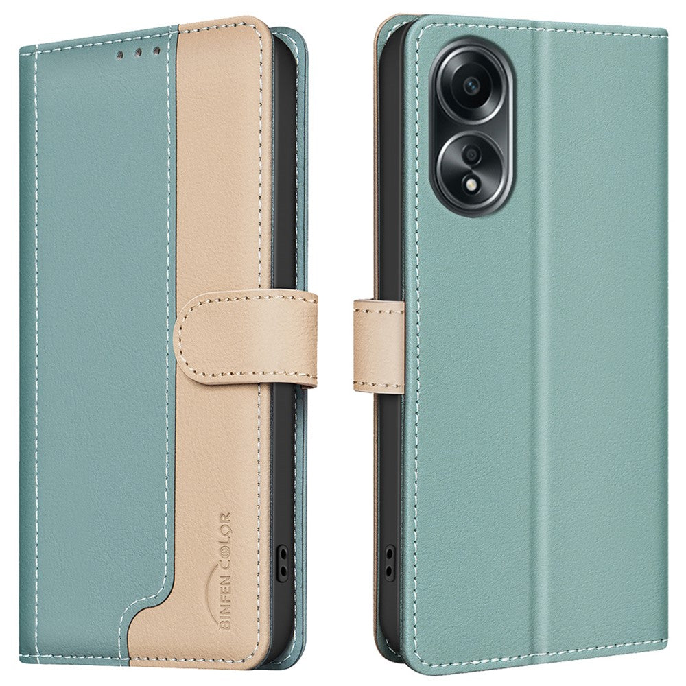 BINFEN COLOR BF33 For Oppo A58 4G Case Splicing Color Wallet Leather Cover