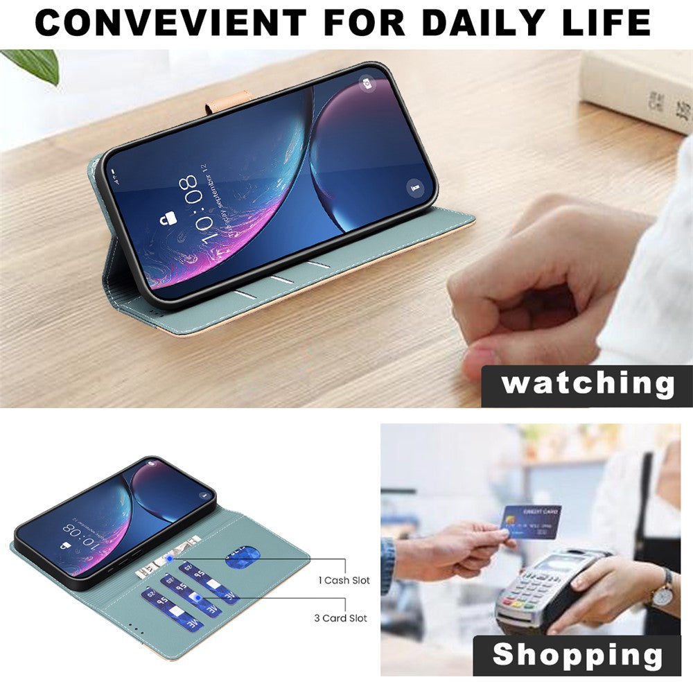 BINFEN COLOR BF33 For Oppo A58 4G Case Splicing Color Wallet Leather Cover