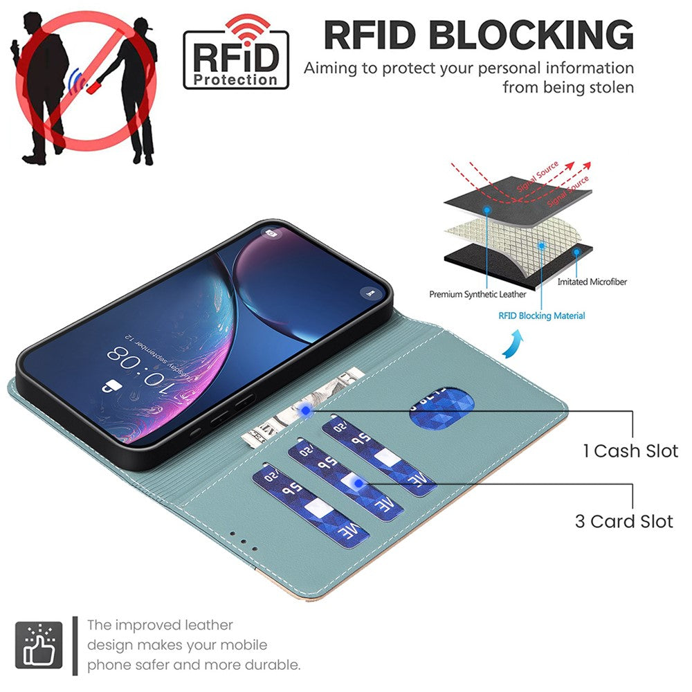 BINFEN COLOR BF33 For Oppo A58 4G Case Splicing Color Wallet Leather Cover