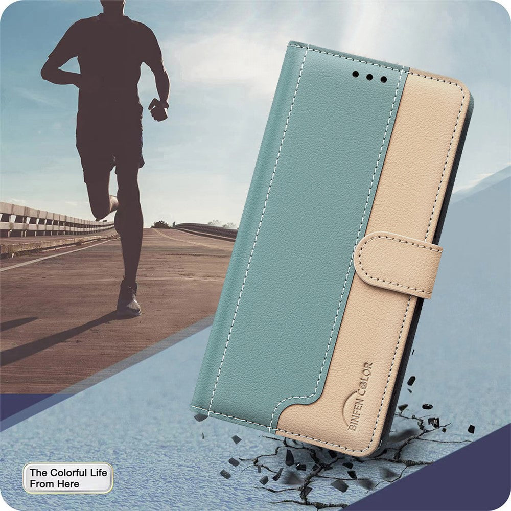 BINFEN COLOR BF33 For Oppo A58 4G Case Splicing Color Wallet Leather Cover