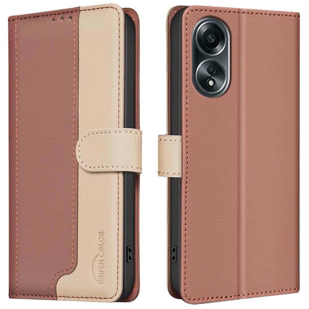 BINFEN COLOR BF33 For Oppo A58 4G Case Splicing Color Wallet Leather Cover