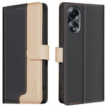 BINFEN COLOR BF33 For Oppo A58 4G Case Splicing Color Wallet Leather Cover