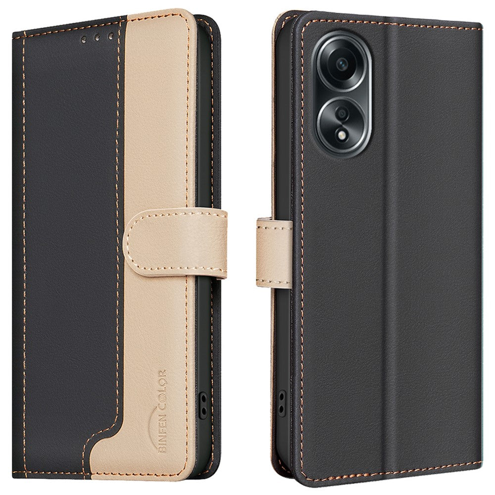 BINFEN COLOR BF33 For Oppo A58 4G Case Splicing Color Wallet Leather Cover