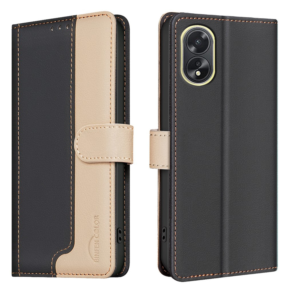 BINFEN COLOR BF33 For Oppo A18 4G / A38 4G Leather Case Stand RFID Blocking Card Slots