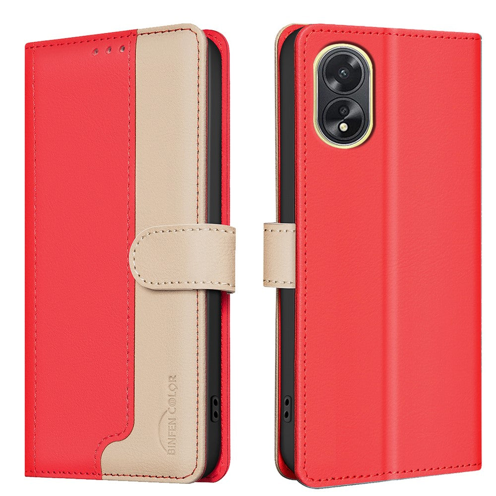 BINFEN COLOR BF33 For Oppo A18 4G / A38 4G Leather Case Stand RFID Blocking Card Slots