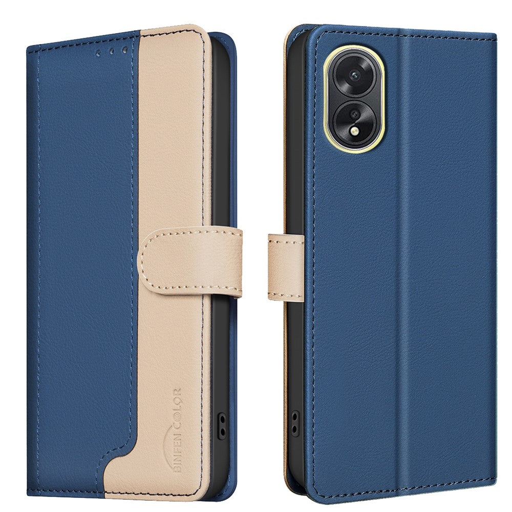 BINFEN COLOR BF33 For Oppo A18 4G / A38 4G Leather Case Stand RFID Blocking Card Slots
